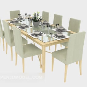 Simple Mediterranean Table Chair 3d model