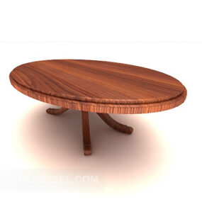 Simple Oval Wooden Dining Table 3d model
