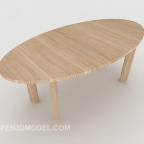 Simple Oval Wooden Table Furniture 3d model