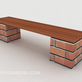Simple Park Stool Furniture 3d model