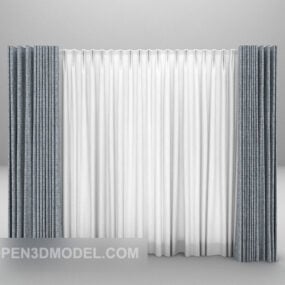 シンプルなスタイルの3層カーテン家具XNUMXDモデル