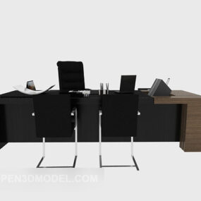 Simple And Stylish Desk Table And Chairs 3d model