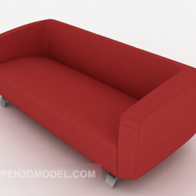 Simple And Stylish Red Sofa 3d model