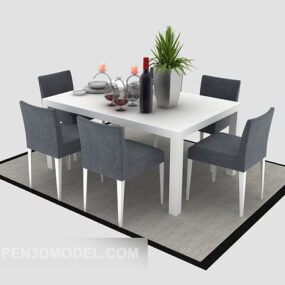 Simple And Stylish Wooden Dining Table 3d model