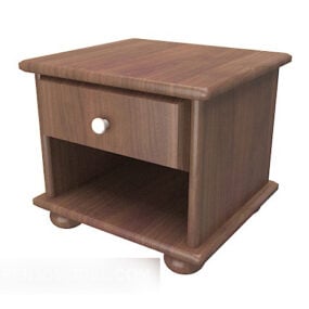 Simple Wood Bedside Table 3d model