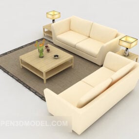 Simple Beige Combination Sofa 3d model