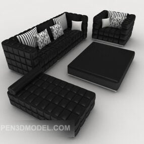 Model 3d Sofa Kombinasi Bisnis Hitam Sederhana