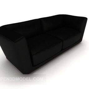 Canapé double d'affaires noir simple modèle 3D
