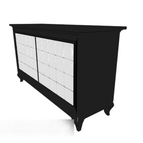 Simple Black Home Side Cabinet 3d model