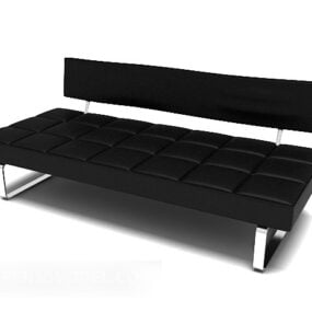 Simple Black Leather Sofa 3d model