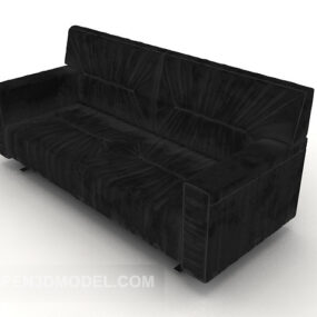 Einfaches Sofa im schwarzen Mehrsitzer-Stil, 3D-Modell