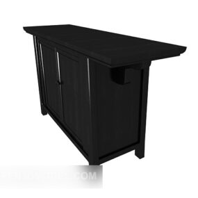 Simple Black Solid Wood Cabinet 3d model