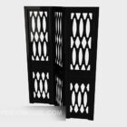 Simple Black Solid Wood Screen