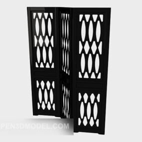 Simple Black Solid Wood Screen 3d model