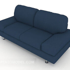 Simpel blå dobbeltsofa 3d-model