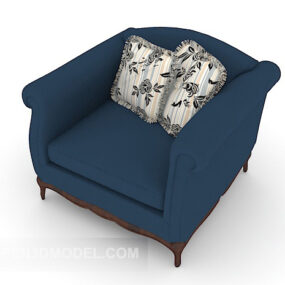 Simple Blue Single Sofa 3d model