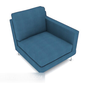 Simple Blue Square Single Sofa 3d model