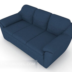 Blue Three Seaters Sofa Design 3d model