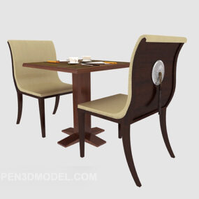 简单的棕色休闲桌椅3d模型