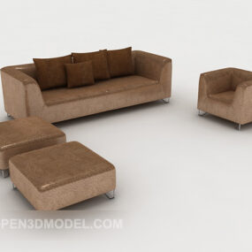 Yksinkertainen ruskea sohvakotisarja 3D-malli