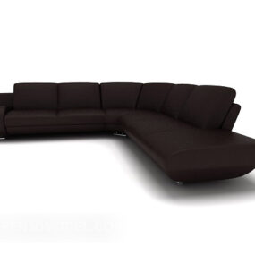 Model 3d Sofa Berbilang tempat duduk Coklat Gelap yang ringkas
