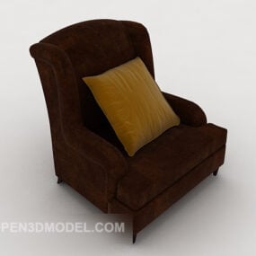 Model 3d Sofa Tunggal Coklat Tua Sederhana