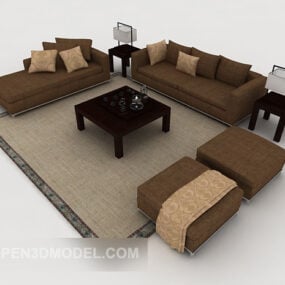 Simple Brown Wood Sofa 3d model