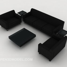 Simple Business Black Sofa דגם תלת מימד