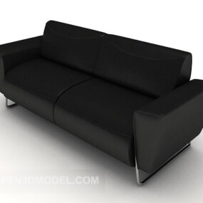 Enkel Business Black Double Sofa 3d-modell