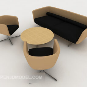 简单休闲黑棕色桌椅3d模型