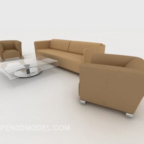 Eenvoudig, casual bruin combinatiebank 3D-model