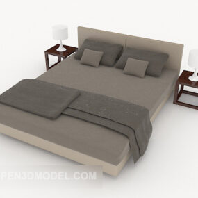 Simple Casual Grey Double Bed 3d model