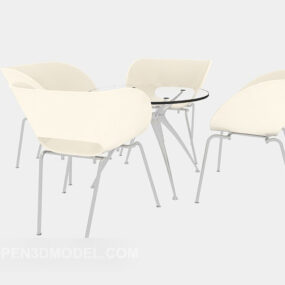 Casual Table And Chair Yellow Color 3d model