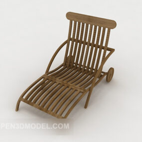 Simple Casual Wooden Lounge Chairs 3d model