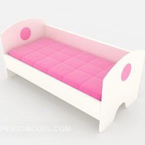 Просте дитяче ліжко рожевого кольору 3d модель