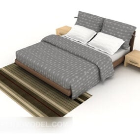सरल आरामदायक डबल बेड फर्नीचर 3डी मॉडल