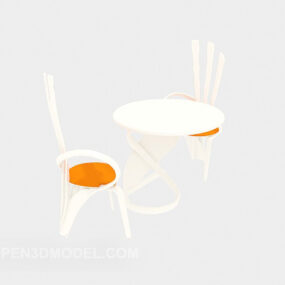 White Creative Table Chair 3d model