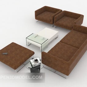 Modello 3d semplice divano marrone scuro