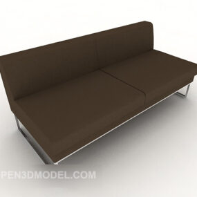 Sofá doble simple de color marrón oscuro modelo 3d