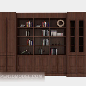 Simple Dark Brown Wood Bookcase 3d model