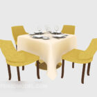 Combinación de silla de mesa de comedor simple modelo 3d