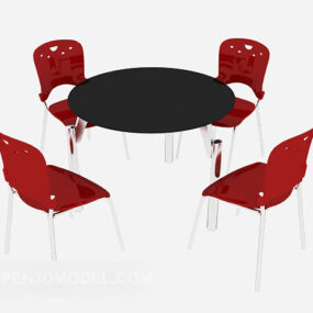 مجموعة كراسي طاولة عصرية بسيطة نموذج ثلاثي الأبعاد