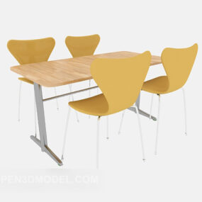 Simple Four-person Table And Chair 3d model