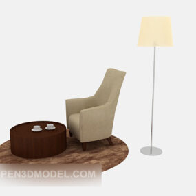 Simple Furniture Table And Chairs 3d model