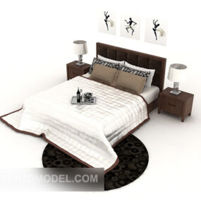 Mô hình 3d giường đôi rộng rãi đơn giản