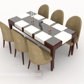 简单大方六人桌3d模型