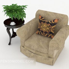 Simple Gray-brown Single Sofa 3d model