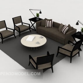 Simple Grey-brown Sofa 3d model