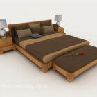 Простая серая коричневая двуспальная кровать