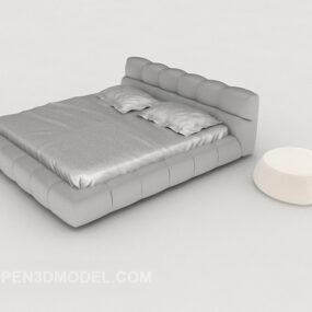 Simple Grey Double Bed 3d model